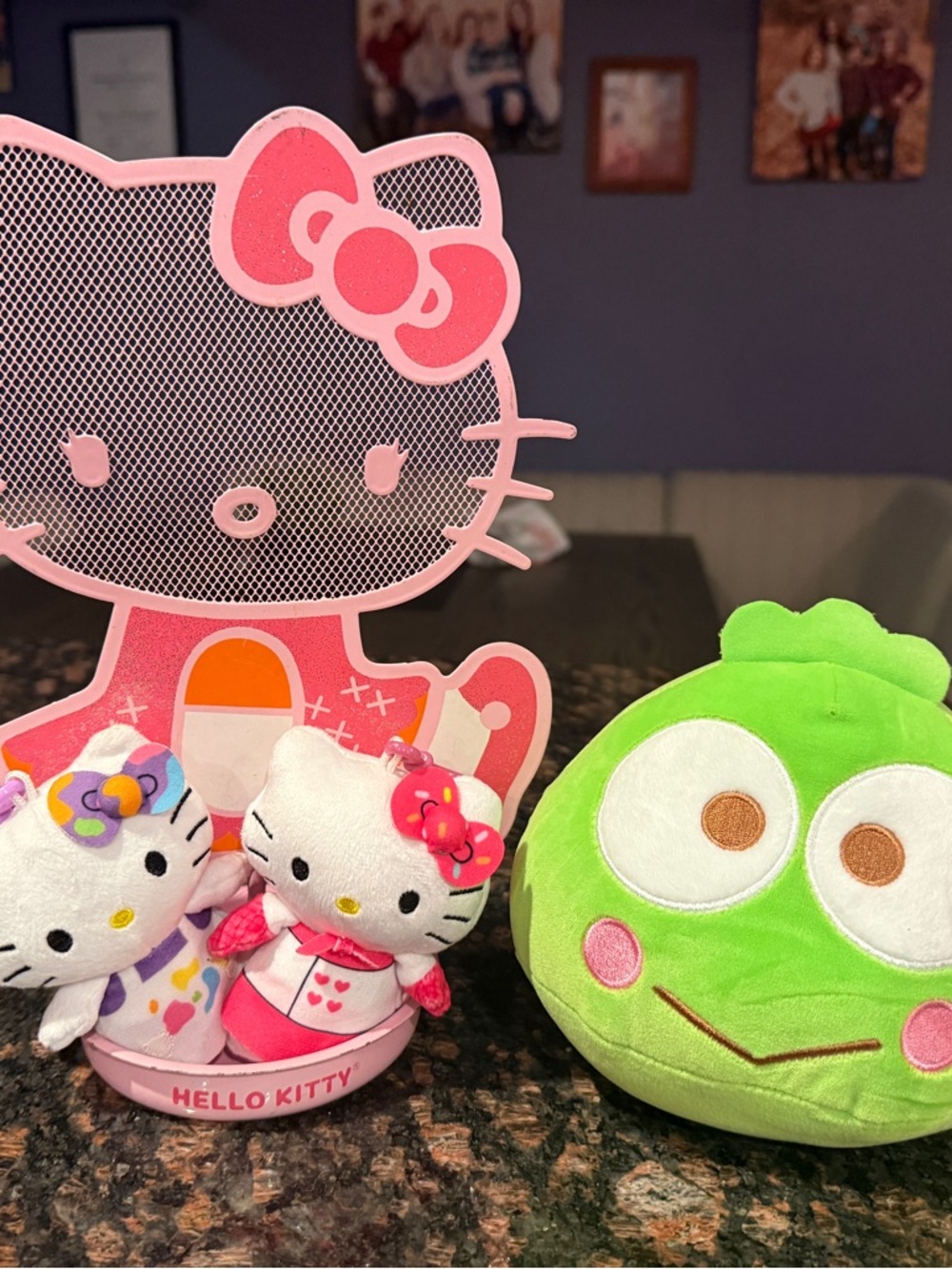 Hello Kitty Pink Twin Plush Pair with Green Frog Plush